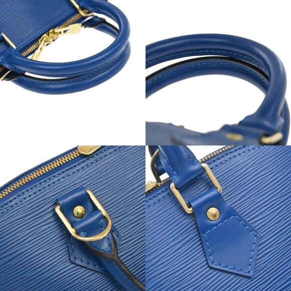 LOUIS VUITTON LV Logo Alma Hand Bag Epi Leather Blue GHW France M52145 90RF491 - Picture 3 of 15